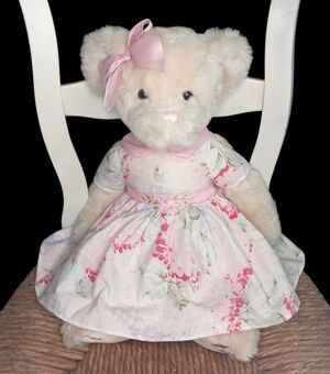 RARE Russ Berrie FIONA Teddy Bear 18.5" Plush Stuffed Animal Floral Dress & Bow